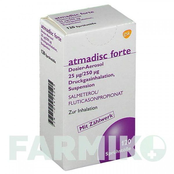 АТМАДИСК (ATMADISC) 25 мкг/250 мкг аэрозоль 120 шт - Сальметерол, Флутиказон GLAXOSMITHKLINE