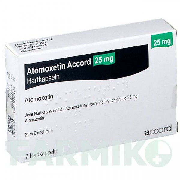 АТОМОКСЕТИН (ATOMOXETIN) 25 мг капсулы 7 шт - Атомоксетин ACCORD HEALTHCARE