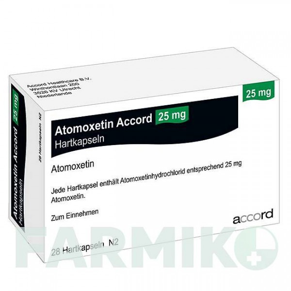 АТОМОКСЕТИН (ATOMOXETIN) 25 мг капсулы 56 шт - Атомоксетин ACCORD HEALTHCARE