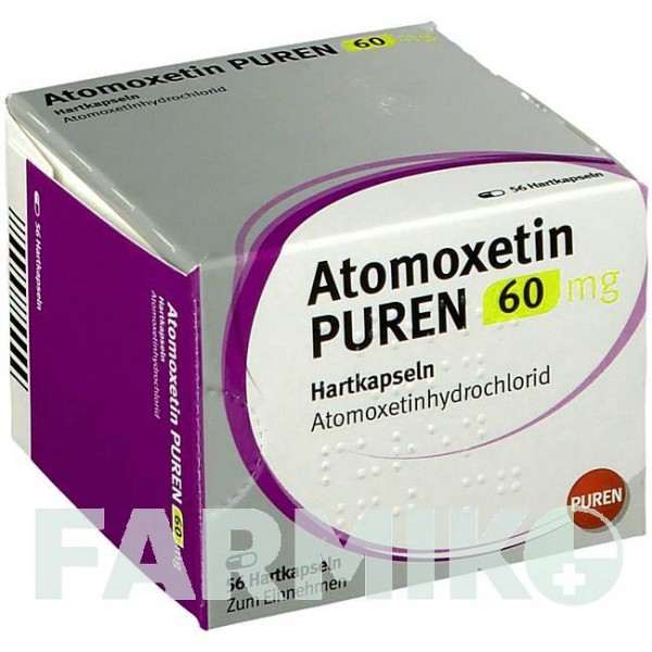 АТОМОКСЕТИН (ATOMOXETIN) 60 мг капсули 56 шт - Атомоксетин PUREN PHARMA