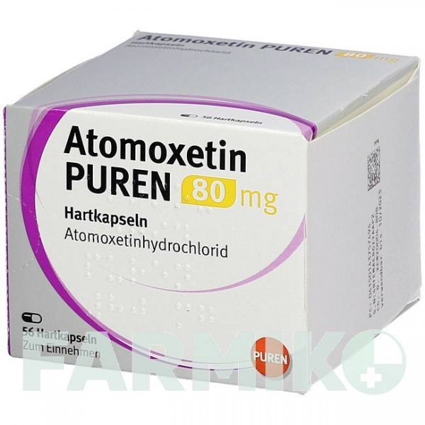 АТОМОКСЕТИН (ATOMOXETIN) 80 мг капсули 56 шт - Атомоксетин PUREN PHARMA
