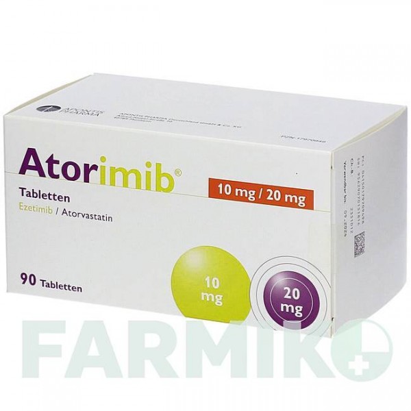 АТОРИМІБ (ATORIMIB) 10 мг/20 мг таблетки 90 шт - Аторвастатин, Езетиміб APONTIS PHARMA