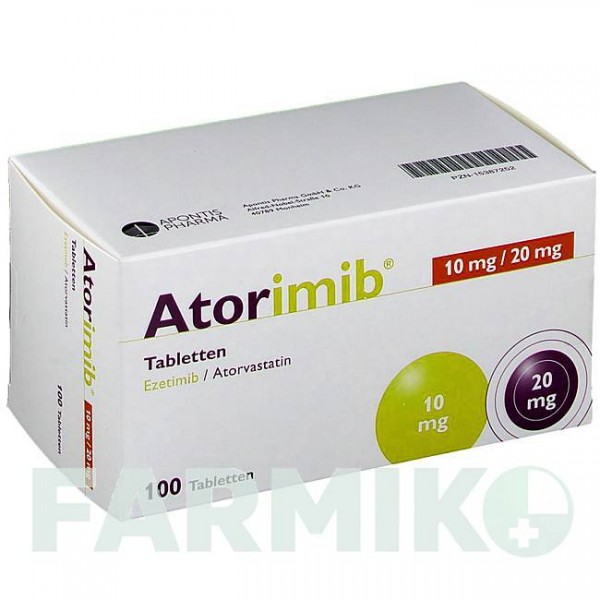 АТОРИМИБ (ATORIMIB) 10 мг/20 мг таблетки 100 шт - Аторвастатин, Эзетимиб APONTIS PHARMA