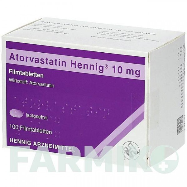 АТОРВАСТАТИН (ATORVASTATIN) 10 мг таблетки 100 шт - Аторвастатин HENNIG