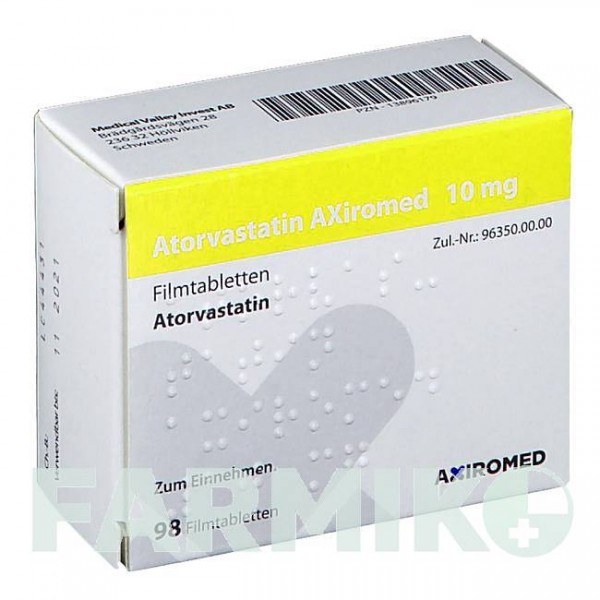 АТОРВАСТАТИН (ATORVASTATIN) 10 мг таблетки 98 шт - Аторвастатин MEDICAL VALLEY INVEST