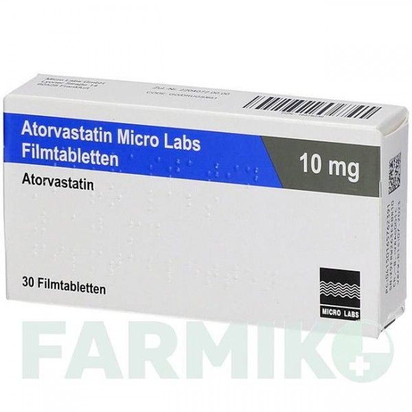 АТОРВАСТАТИН (ATORVASTATIN) 10 мг таблетки 30 шт - Аторвастатин MICRO LABS