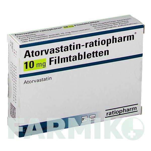 АТОРВАСТАТИН (ATORVASTATIN) 10 мг таблетки 30 шт - Аторвастатин RATIOPHARM