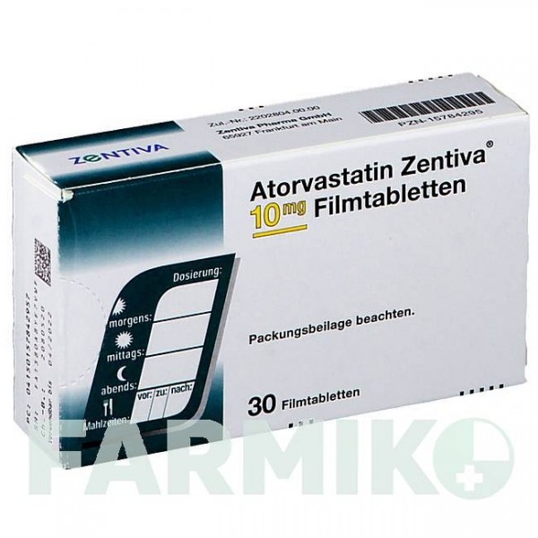 АТОРВАСТАТИН (ATORVASTATIN) 10 мг таблетки 30 шт - Аторвастатин ZENTIVA