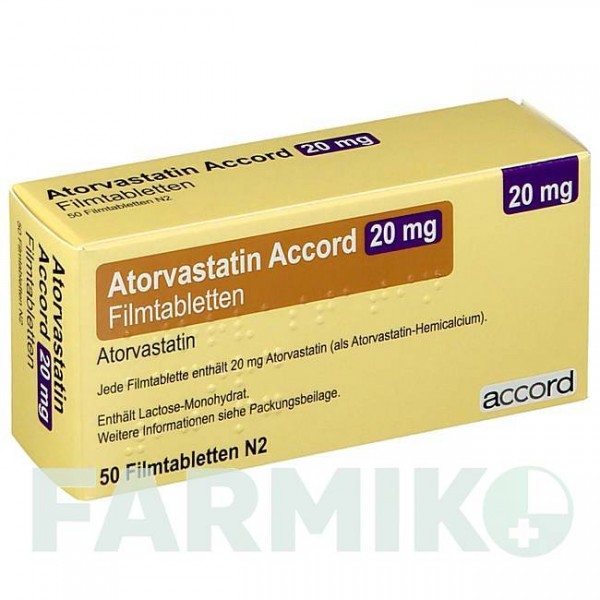 АТОРВАСТАТИН (ATORVASTATIN) 20 мг таблетки 50 шт - Аторвастатин ACCORD HEALTHCARE