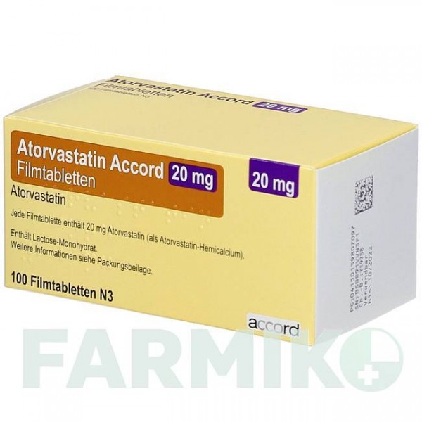 АТОРВАСТАТИН (ATORVASTATIN) 20 мг таблетки 100 шт - Аторвастатин ACCORD HEALTHCARE
