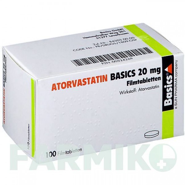 АТОРВАСТАТИН (ATORVASTATIN) 20 мг таблетки 100 шт - Аторвастатин BASICS