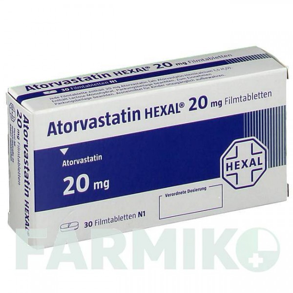АТОРВАСТАТИН (ATORVASTATIN) 20 мг таблетки 30 шт - Аторвастатин HEXAL