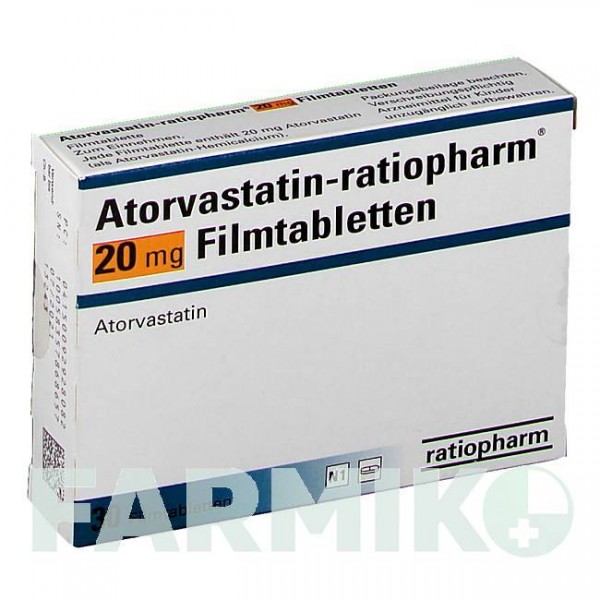 АТОРВАСТАТИН (ATORVASTATIN) 20 мг таблетки 30 шт - Аторвастатин RATIOPHARM