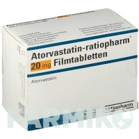 АТОРВАСТАТИН (ATORVASTATIN) 20 мг таблетки 100 шт - Аторвастатин RATIOPHARM