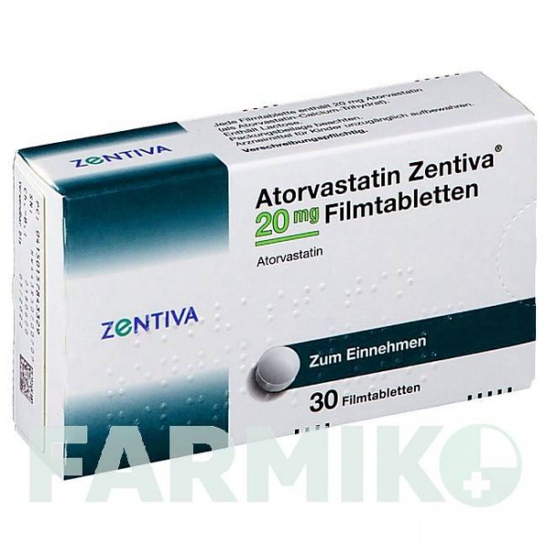 АТОРВАСТАТИН (ATORVASTATIN) 20 мг таблетки 30 шт - Аторвастатин ZENTIVA