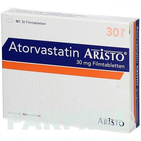 АТОРВАСТАТИН (ATORVASTATIN) 30 мг таблетки 30 шт - Аторвастатин ARISTO PHARMA