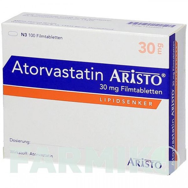 АТОРВАСТАТИН (ATORVASTATIN) 30 мг таблетки 100 шт - Аторвастатин ARISTO PHARMA
