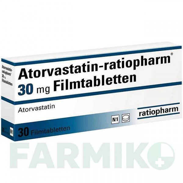 АТОРВАСТАТИН (ATORVASTATIN) 30 мг таблетки 30 шт - Аторвастатин RATIOPHARM