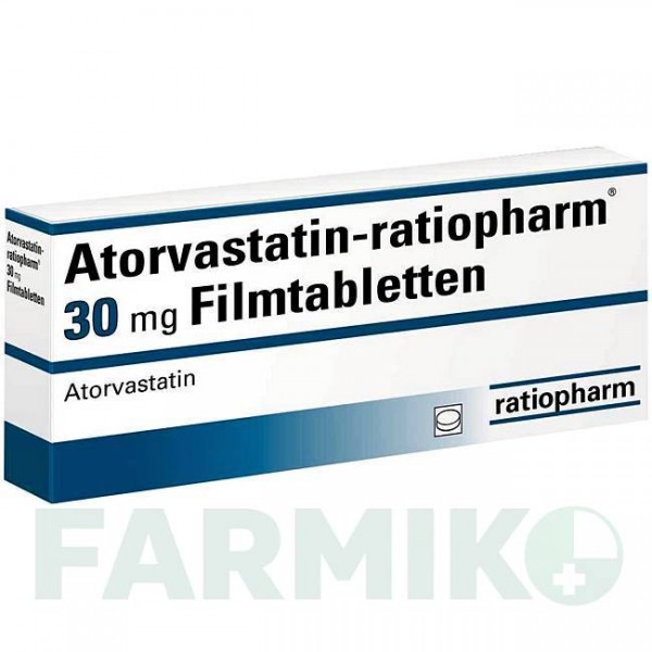 АТОРВАСТАТИН (ATORVASTATIN) 30 мг таблетки 50 шт - Аторвастатин RATIOPHARM