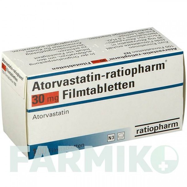 АТОРВАСТАТИН (ATORVASTATIN) 30 мг таблетки 100 шт - Аторвастатин RATIOPHARM