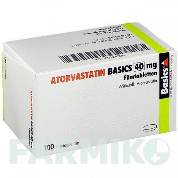 АТОРВАСТАТИН (ATORVASTATIN) 40 мг таблетки 100 шт - Аторвастатин BASICS