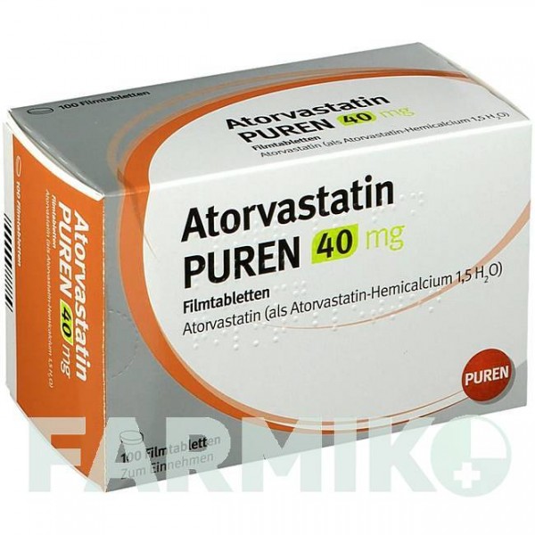 АТОРВАСТАТИН (ATORVASTATIN) 40 мг таблетки 30 шт - Аторвастатин PUREN PHARMA
