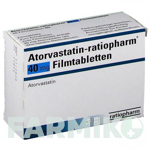 АТОРВАСТАТИН (ATORVASTATIN) 40 мг таблетки 50 шт - Аторвастатин RATIOPHARM