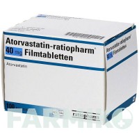 АТОРВАСТАТИН (ATORVASTATIN) 40 мг таблетки 100 шт - Аторвастатин RATIOPHARM