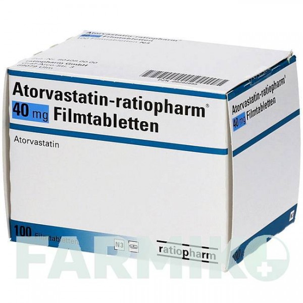 АТОРВАСТАТИН (ATORVASTATIN) 40 мг таблетки 100 шт - Аторвастатин RATIOPHARM