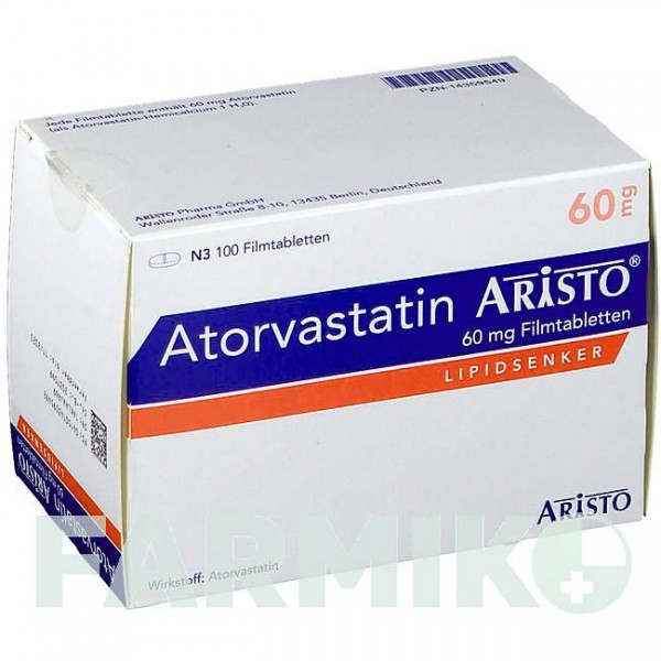 АТОРВАСТАТИН (ATORVASTATIN) 60 мг таблетки 100 шт - Аторвастатин ARISTO PHARMA