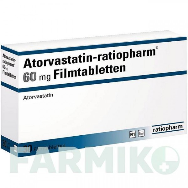 АТОРВАСТАТИН (ATORVASTATIN) 60 мг таблетки 30 шт - Аторвастатин RATIOPHARM