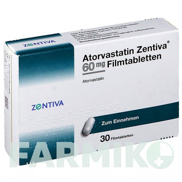 АТОРВАСТАТИН (ATORVASTATIN) 60 мг таблетки 30 шт - Аторвастатин ZENTIVA