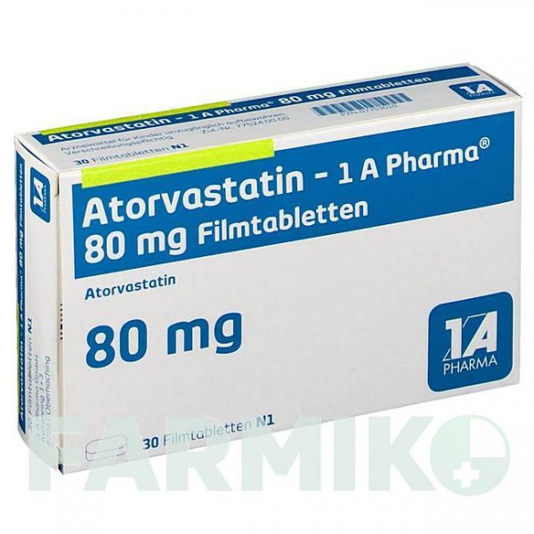 АТОРВАСТАТИН (ATORVASTATIN) 80 мг таблетки 30 шт - Аторвастатин 1 A PHARMA