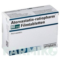 АТОРВАСТАТИН (ATORVASTATIN) 80 мг таблетки 30 шт - Аторвастатин RATIOPHARM