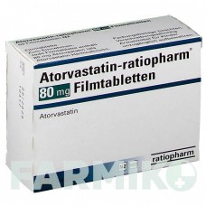 АТОРВАСТАТИН (ATORVASTATIN) 80 мг таблетки 50 шт - Аторвастатин RATIOPHARM