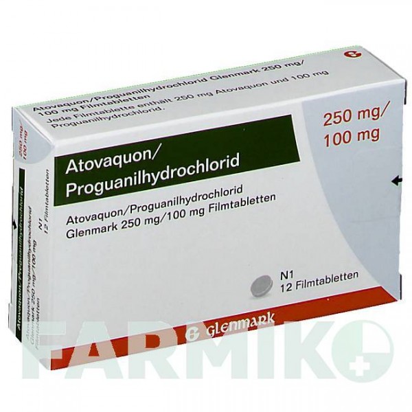 АТОВАКУН (ATOVAQUON) 250 мг/100 мг таблетки 12 шт - Прогуаніл, Атоваквон GLENMARK