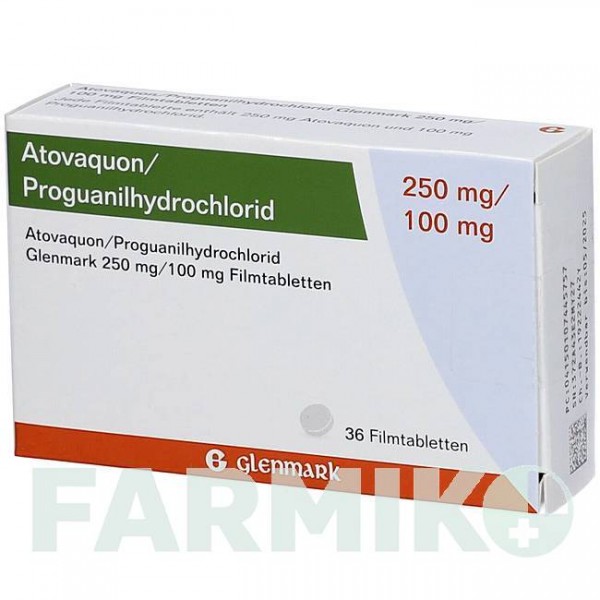 АТОВАКУН (ATOVAQUON) 250 мг/100 мг таблетки 36 шт - Прогуаніл, Атоваквон GLENMARK