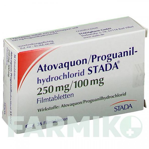 АТОВАКУН (ATOVAQUON) 250 мг/100 мг таблетки 36 шт - Прогуаніл, Атоваквон STADAPHARM
