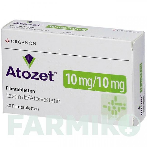 АТОЗЕТ (ATOZET) 10 мг/10 мг таблетки 100 шт - Аторвастатин, Эзетимиб ABACUS MEDICINE