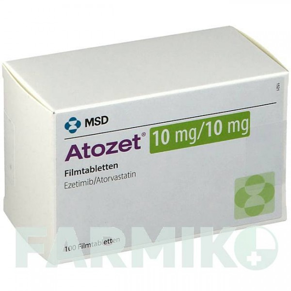 АТОЗЕТ (ATOZET) 10 мг/10 мг таблетки 100 шт - Аторвастатин, Езетиміб CC PHARMA