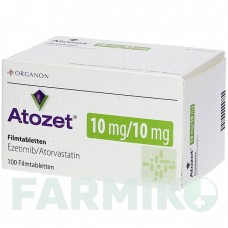 АТОЗЕТ (ATOZET) 10 мг/10 мг таблетки 100 шт - Аторвастатин, Эзетимиб ORGANON