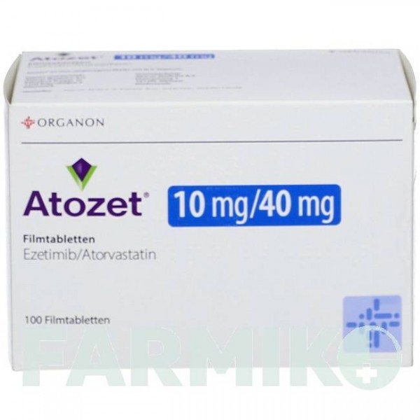 АТОЗЕТ (ATOZET) 10 мг/40 мг таблетки 100 шт - Аторвастатин, Эзетимиб ABACUS MEDICINE