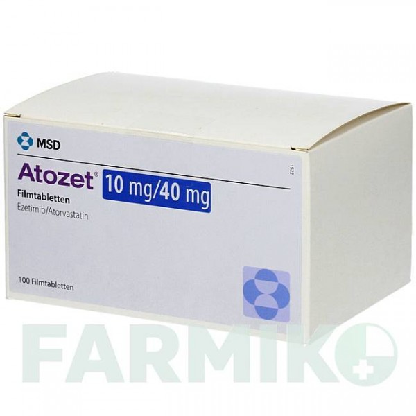 АТОЗЕТ (ATOZET) 10 мг/40 мг таблетки 100 шт - Аторвастатин, Езетиміб CC PHARMA
