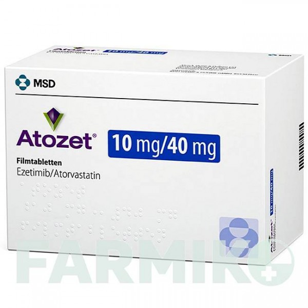АТОЗЕТ (ATOZET) 10 мг/40 мг таблетки 30 шт - Аторвастатин, Эзетимиб ORGANON