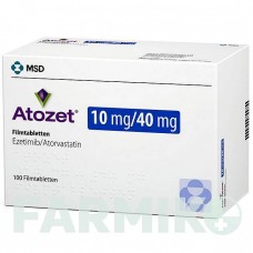 АТОЗЕТ (ATOZET) 10 мг/40 мг таблетки 100 шт - Аторвастатин, Эзетимиб ORGANON