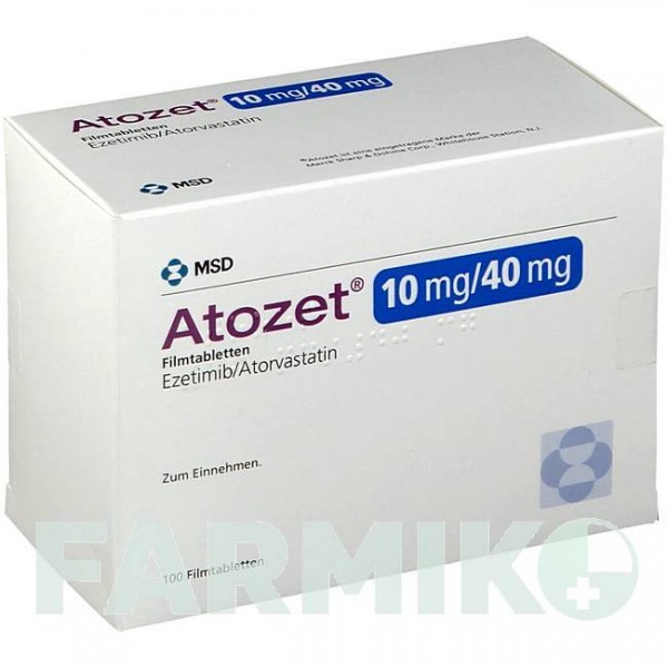 АТОЗЕТ (ATOZET) 10 мг/40 мг таблетки 100 шт - Аторвастатин, Эзетимиб ORIFARM