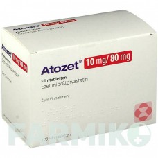АТОЗЕТ (ATOZET) 10 мг/80 мг таблетки 100 шт - Аторвастатин, Эзетимиб AXICORP PHARMA