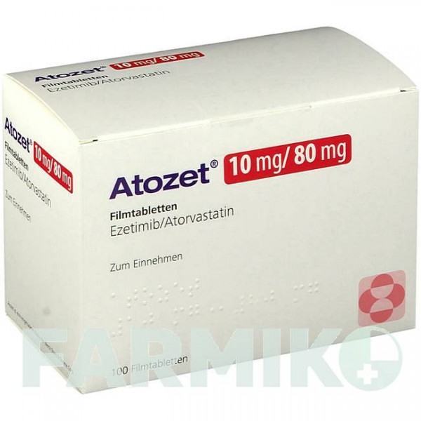 АТОЗЕТ (ATOZET) 10 мг/80 мг таблетки 100 шт - Аторвастатин, Езетиміб AXICORP PHARMA