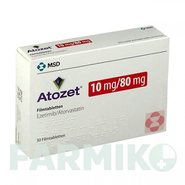 АТОЗЕТ (ATOZET) 10 мг/80 мг таблетки 30 шт - Аторвастатин, Езетиміб ORGANON