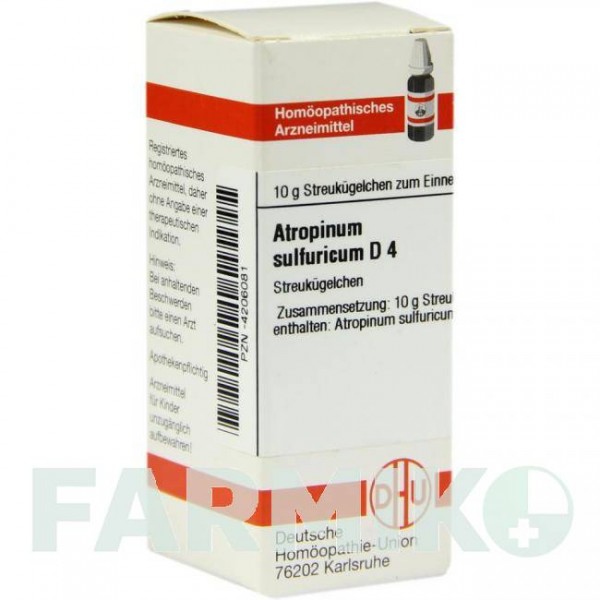 АТРОПИНУМ СУЛЬФУРИКУМ (ATROPINUM SULFURICUM) D 4 глобули 10 г - Гомеопатия DHU